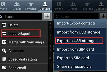Export to USB storage