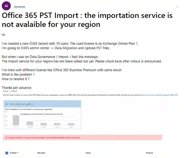 The Import Service For Your Region Has Not Been Rolled Out Yet