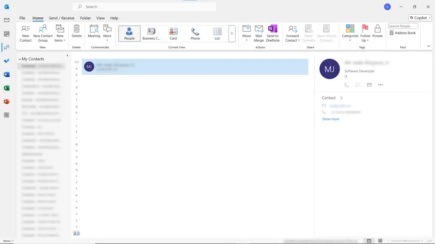 View the Imported VCF in Office 365