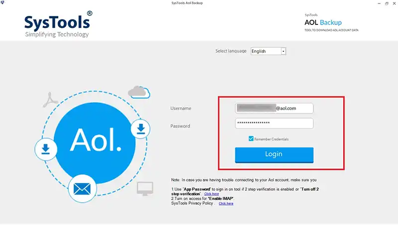 Login to Set up AOL Email in Windows 10 Mail