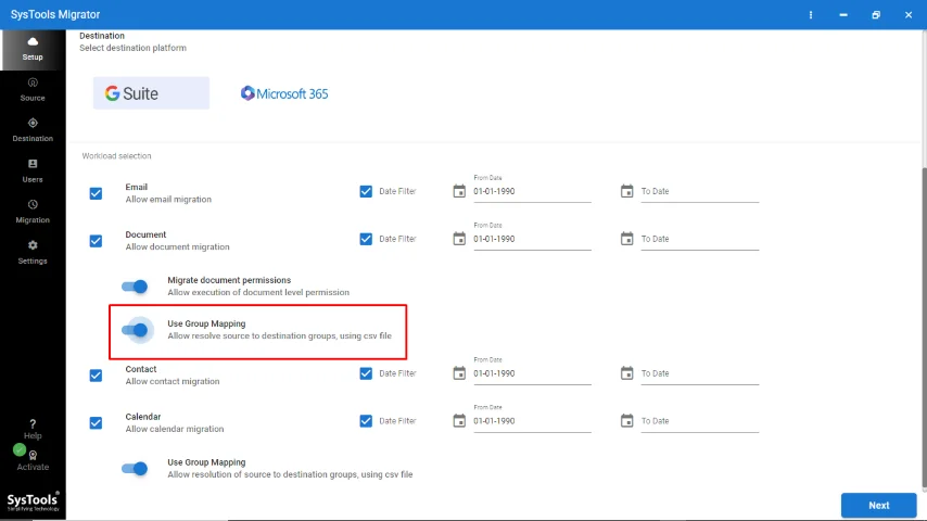 choose document option