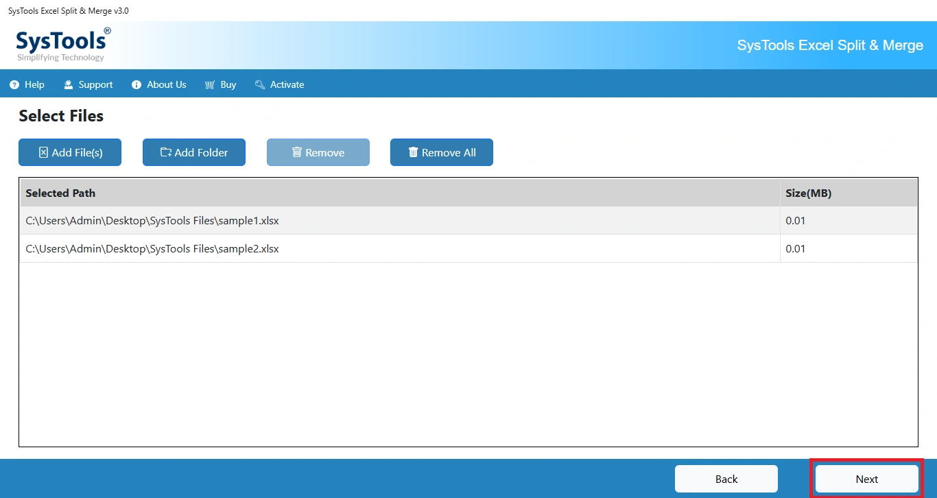 choosing data files