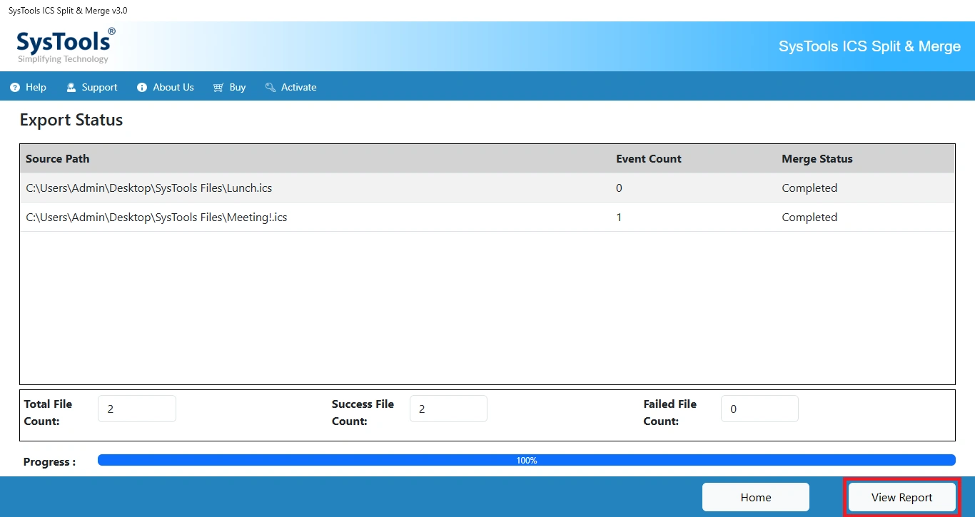 click on view report option