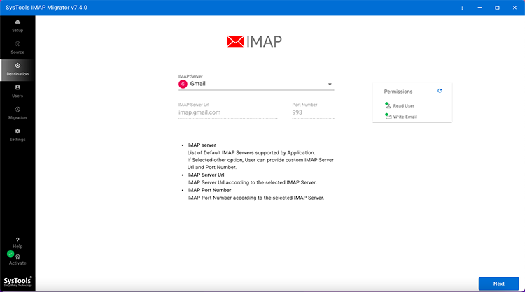  Destination IMAP Server Validated