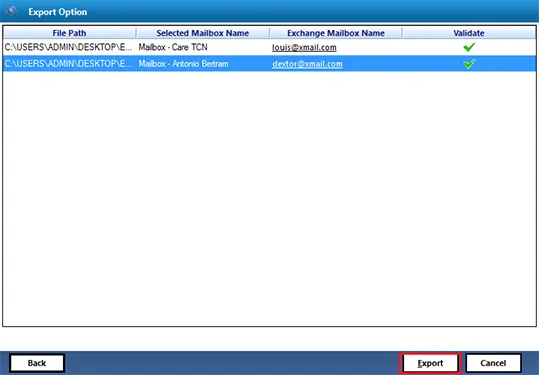 click export