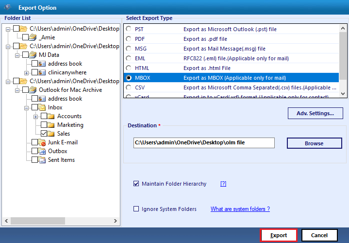 export resultant data