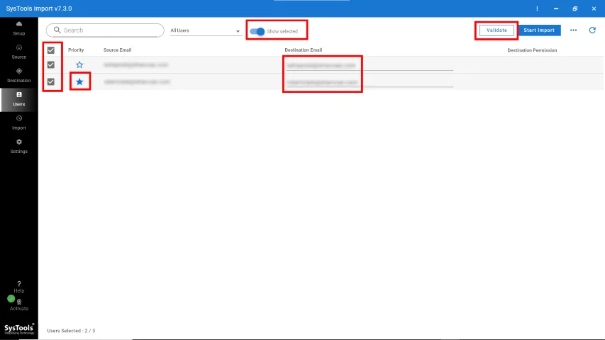 MBOX Priority Import by User List