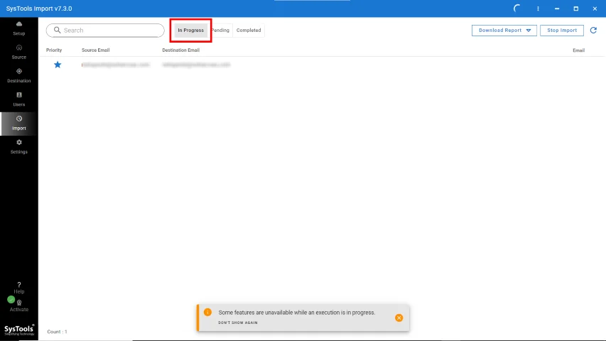 MBOX to G Suite Import in Progress