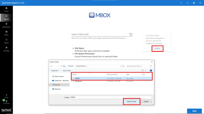 Add MBOX files and apply date filter