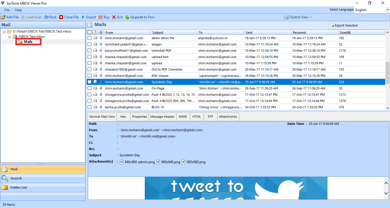 preview mbox emails