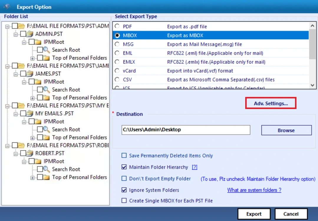 Select Target File Format