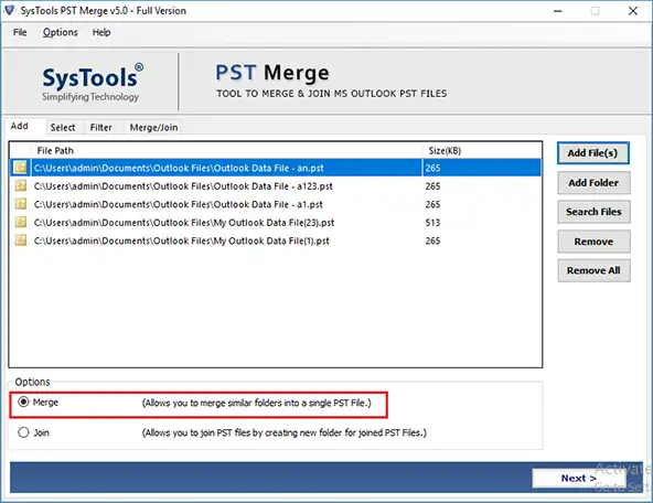 combine multiple email accounts in outlook