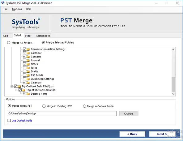 merge two email accounts in outlook