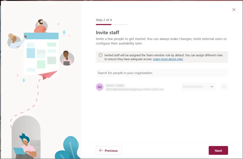 invite staff to a shared bookings page.