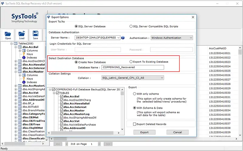 create new database