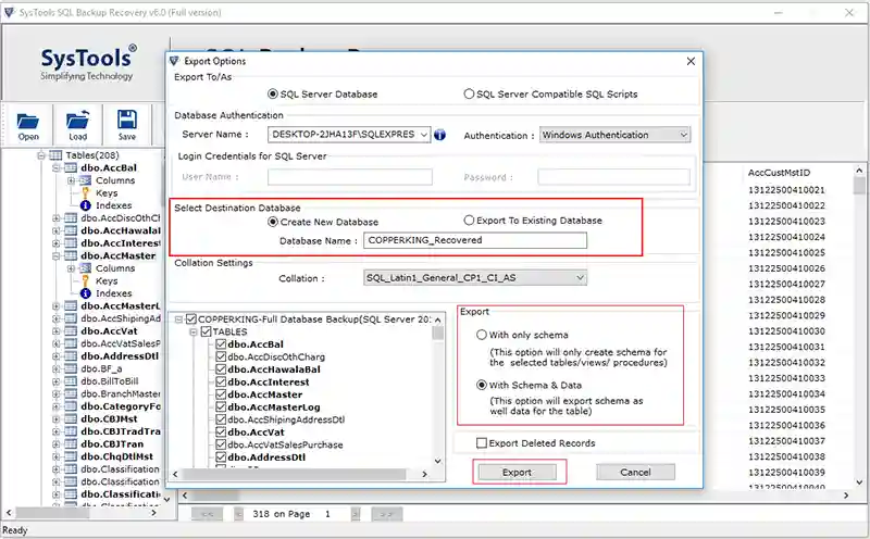 select-destination-database
