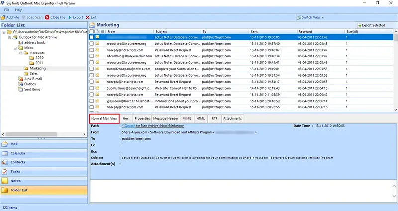 outlook mac export local folders
