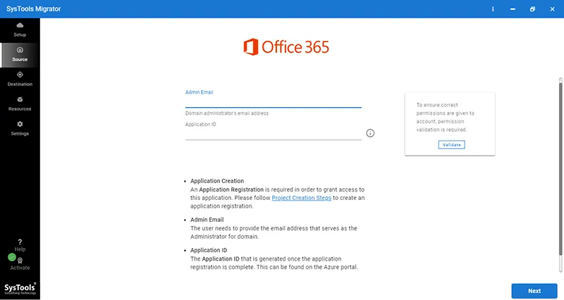 entering admin credentials