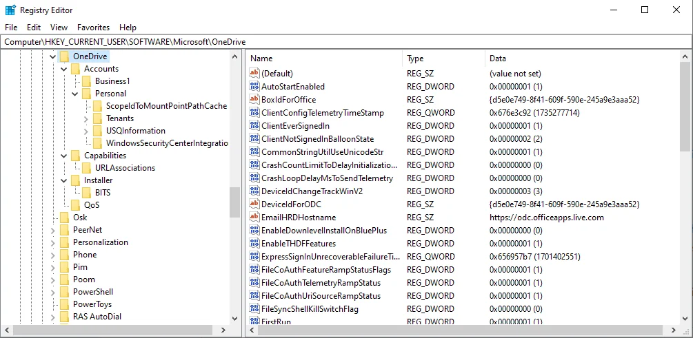 Use Registry Editor and Fix a Non Working OneDrive App