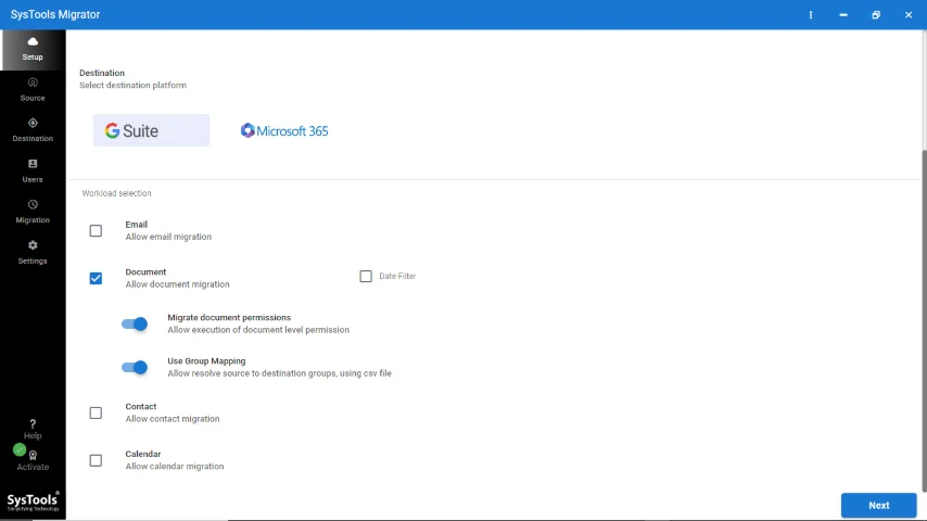 click document option