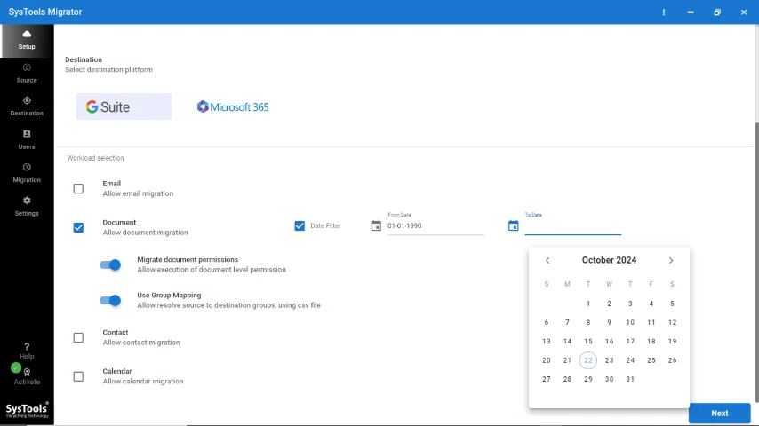 click on document option