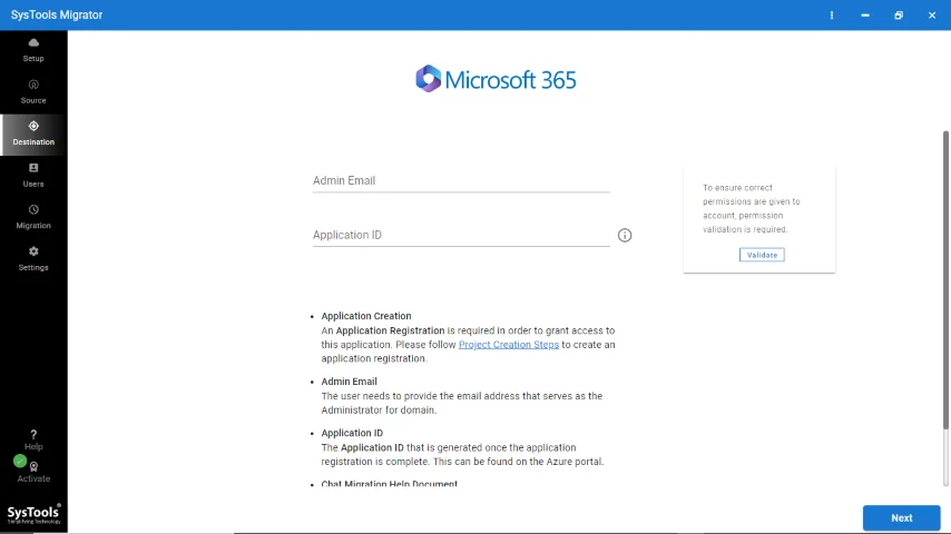 Provide Office 365 Admin ID