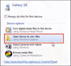Open device to view files