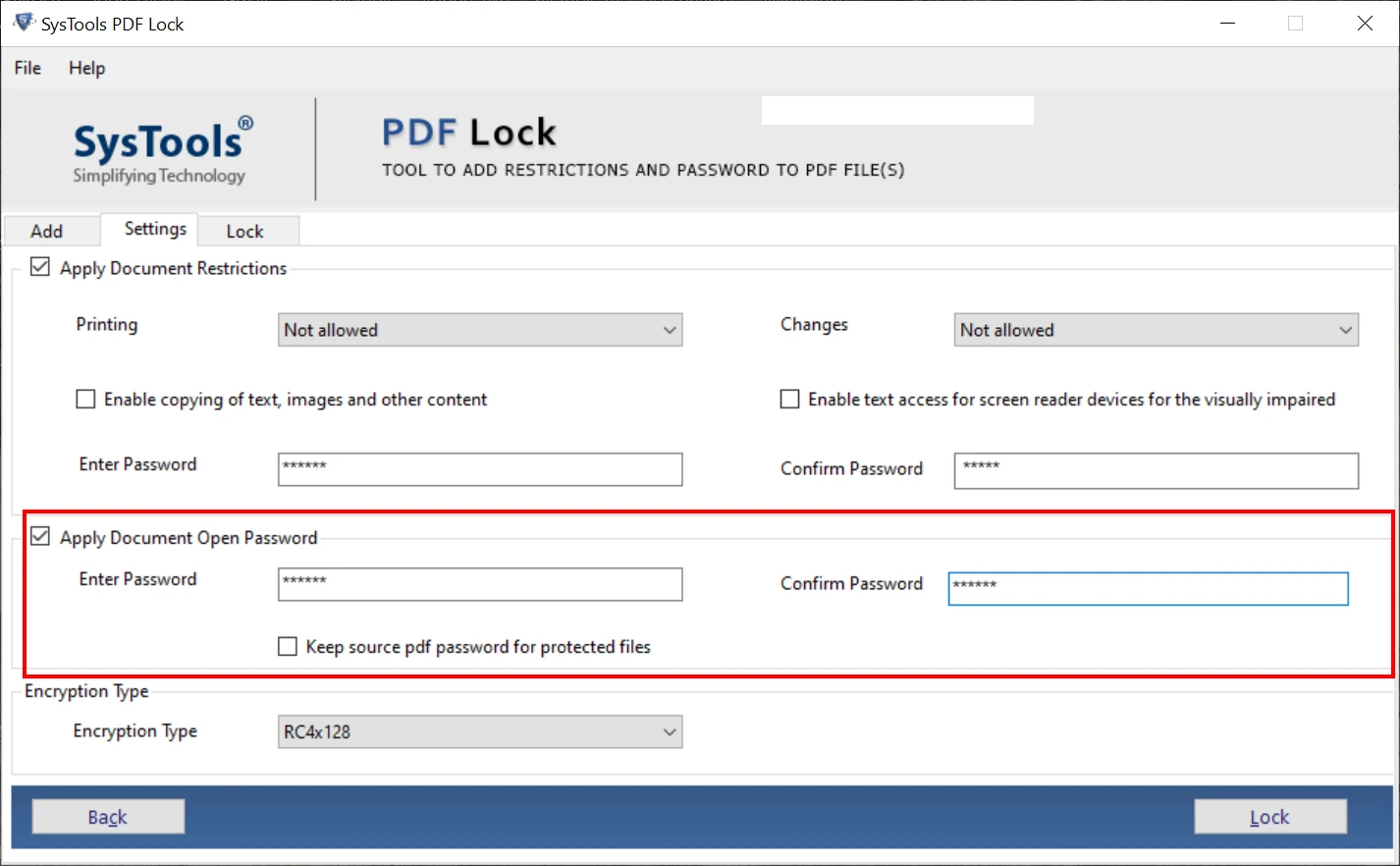 lock multiple pdf files
