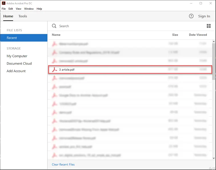 open PDF file