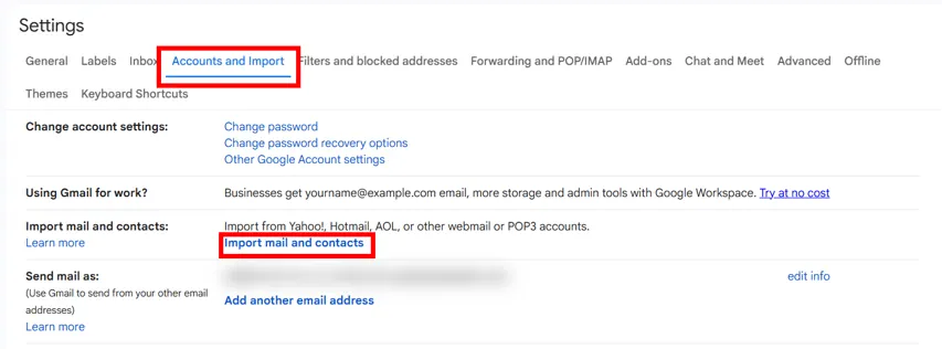 How do I bring Cox emails to Gmail manually