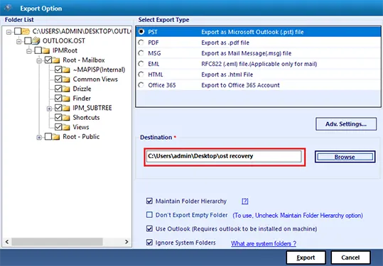 save recovered emails