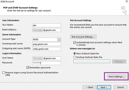 type server address