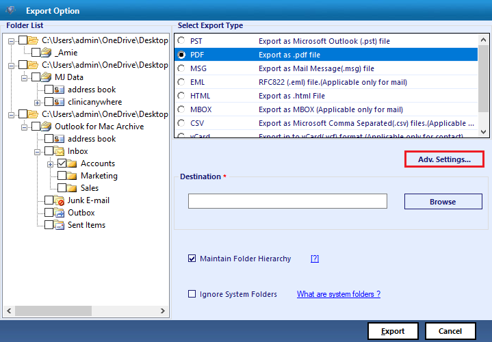 export resultant data