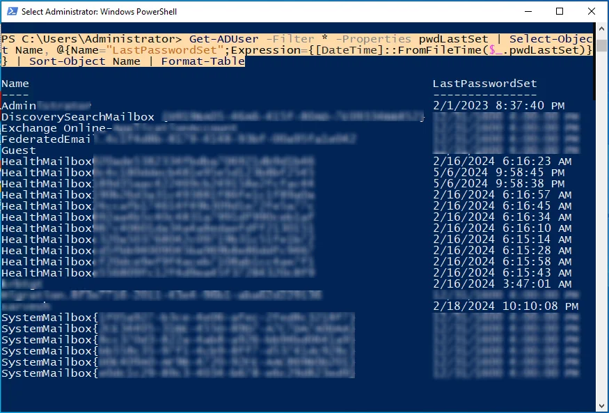 PowerShell Output to Check Last Password Change in Active Directory