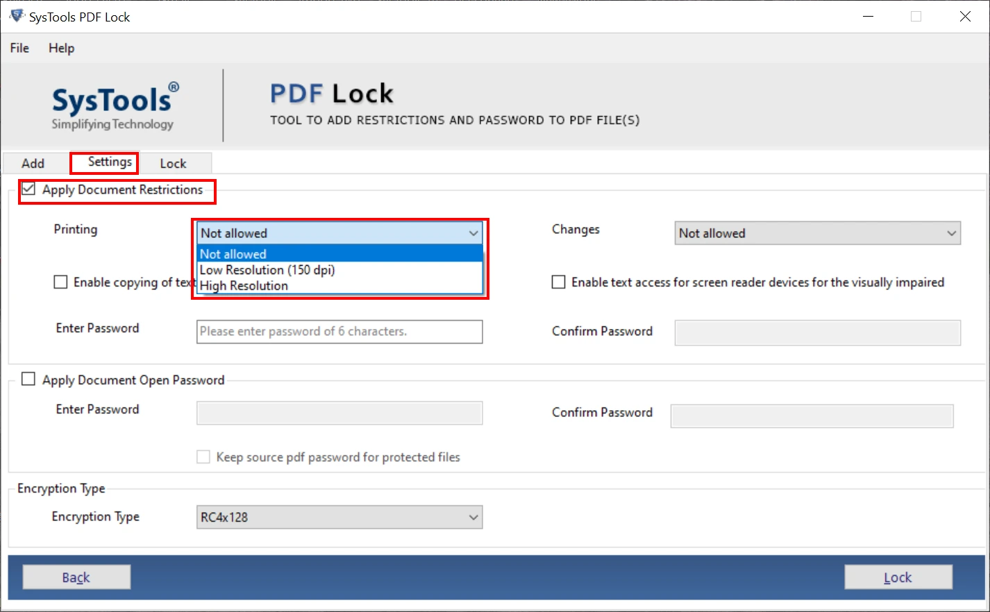 restriction to manage pdfs with security