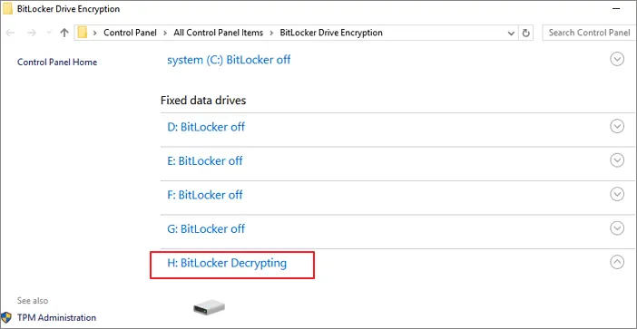 bitLocker will decrypt