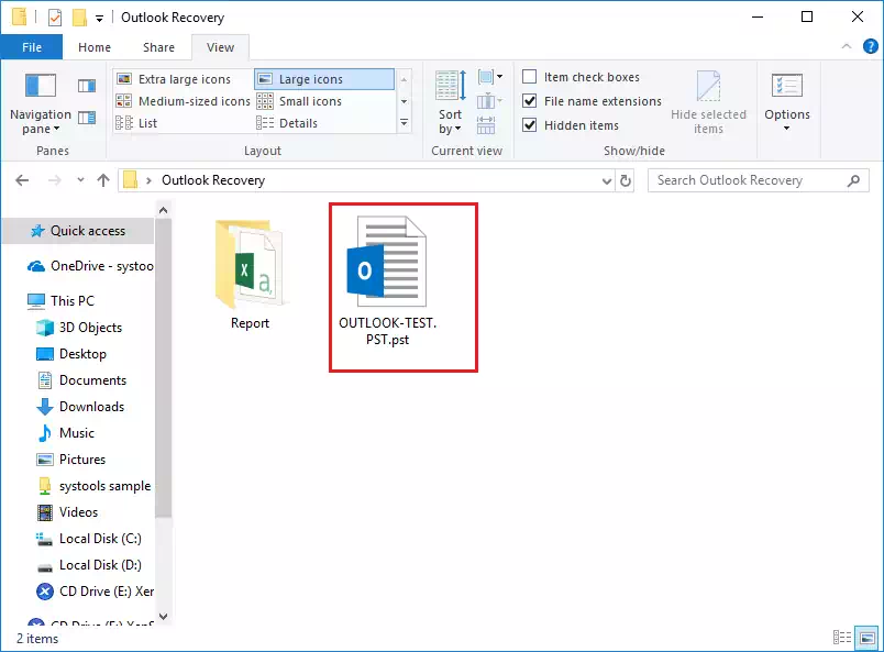 outlook error has been detected in the file