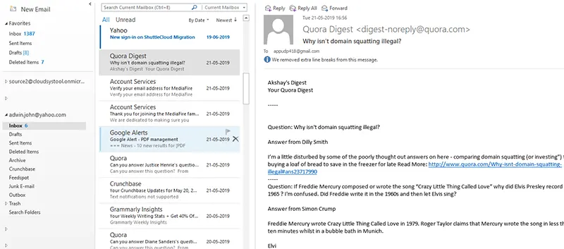 Export Yahoo Mail to Outlook