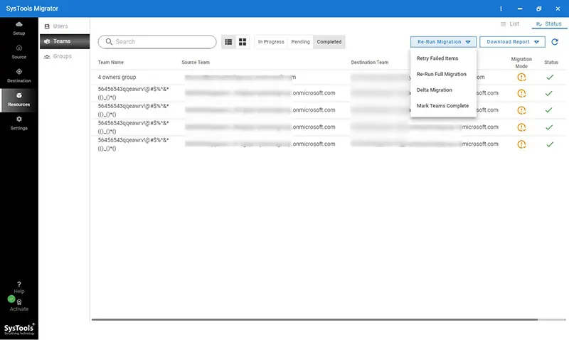 showing migration status