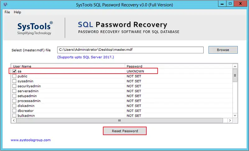 sql password