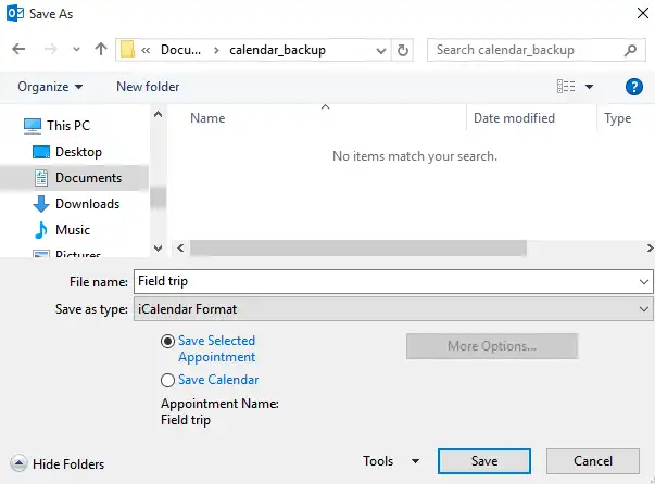 Location to Import Outlook ICS to Yahoo Calendar