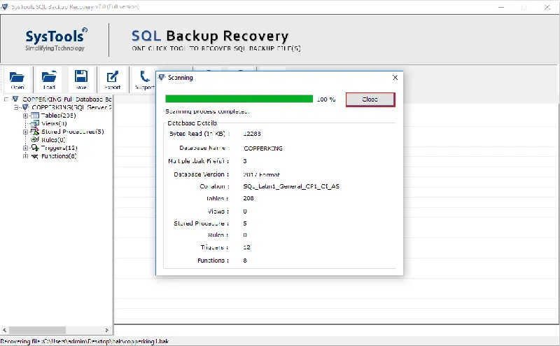 Restore Stored Procedure From Backup File