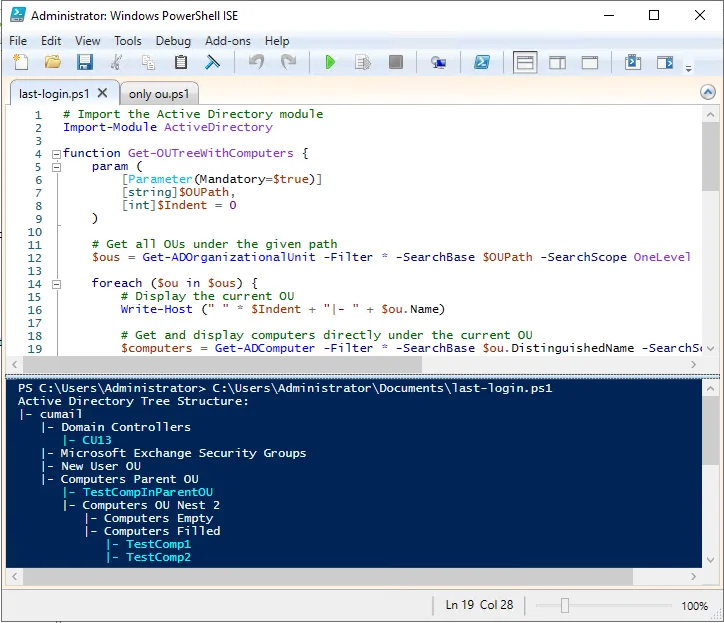 get-adcomputer filter by ou in a tree stucture