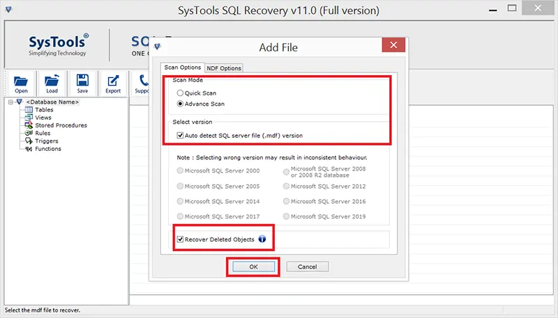 select quick or advanced scan