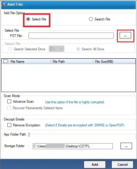 select file