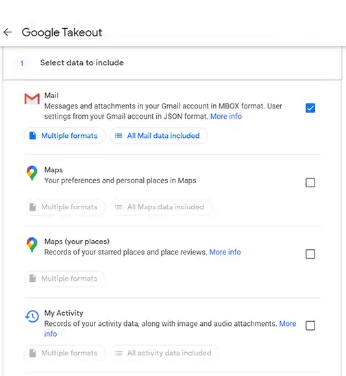 select mail in takeout