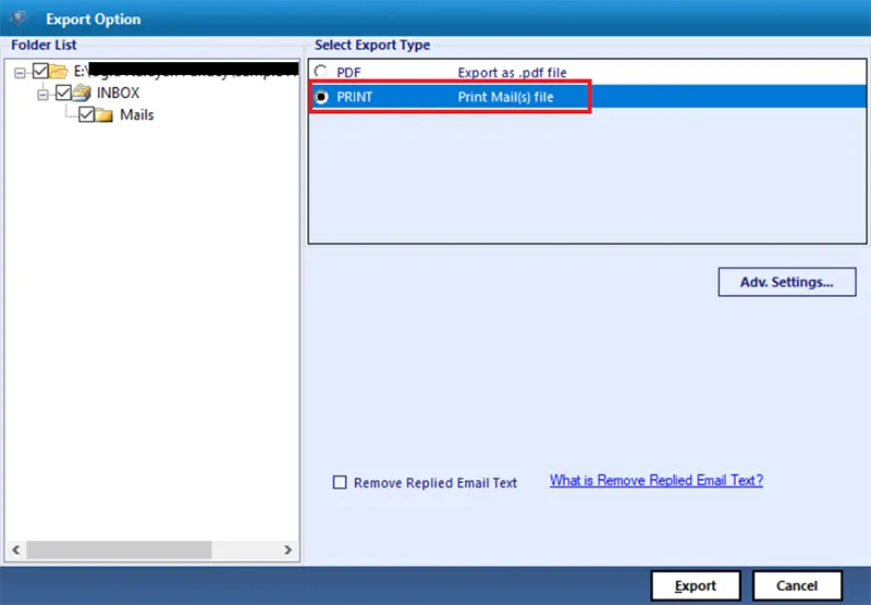 Select Print MBOX Files