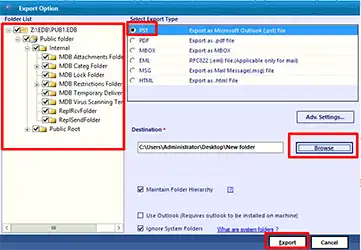 Select PST option