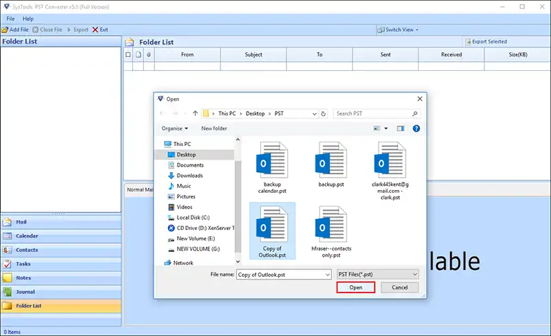 Choose PST File