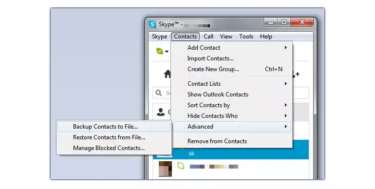 export skype contacts